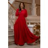 Červené spoločenské šaty s balónovými rukávmi (Velikost L)