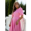 Ružové spoločenské šaty s balónovými rukávmi (Velikost L)