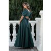 Tmavozelené spoločenské šaty s odhaleným chrbtom (Velikost L)