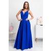 Poškodený tovar - Modré dlhé spoločenské šaty (Velikost M)