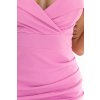 Poškodený tovar - Ružové priliehavé šaty spustené na ramená (Velikost UNI)