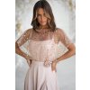 Béžové spoločenské šaty s flitrami (Velikost 4XL)