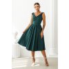 Smaragdové áčkové midi šaty (Velikost L)