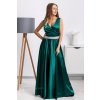 Poškodený tovar - Smaragdové spoločenské šaty so štrasovým opaskom (Velikost XL)