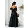 Poškodený tovar - Čierne spoločenské tylové šaty (Velikost S)