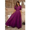 Poškozené zboží - Tmavofialové společenské šaty s odhalenými zády (Velikost S)