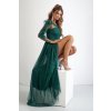 Poškozené zboží - Smaragdové tylové třpytivé šaty (Velikost L)