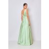Poškozené zboží - Světle zelené společenské šaty s kamínky (Velikost L)