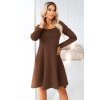 Hnedé krátke šaty s áčkovou sukňou (Velikost L)