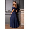 Tmavomodré spoločenské šaty s rozparkom (Velikost L)