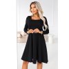 Čierne krátke šaty s áčkovou sukňou (Velikost L)