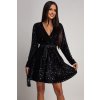 Čierne krátke flitrované šaty (Velikost UNI)