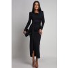 Čierne priliehavé šaty s rozparkom (Velikost UNI)