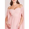 Poškodený tovar - Svetloružové šifónové šaty s padavými rukávmi (Velikost S)
