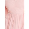 Poškodený tovar - Svetloružové šifónové šaty s padavými rukávmi (Velikost S)