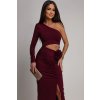 Bordové přiléhavé šaty s výřezem (Velikost UNI)