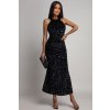 Černé přiléhavé flitrované šaty (Velikost UNI)