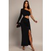 Černé přiléhavé šaty s výřezem (Velikost UNI)