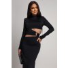 Černé přiléhavé šaty s výřezy (Velikost UNI)