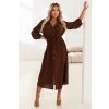 Hnedé košeľové midi šaty (Velikost UNI)