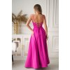 Cyklámenové spoločenské šaty s rozparkom (Velikost L)