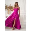 Cyklámenové spoločenské šaty s rozparkom (Velikost L)
