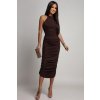 Hnědé přiléhavé šaty s odhalenými zády (Velikost UNI)