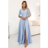 Světle modré společenské šaty s krajkou (Velikost L)