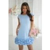 Světle modré krátké šaty s řaseným lemem (Velikost L)