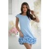 Světle modré krátké šaty s řaseným lemem (Velikost L)