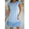 Světle modré krátké šaty s řaseným lemem (Velikost L)