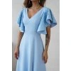 Světle modré společenské šaty s flitrovanými rukávy (Velikost 4XL)