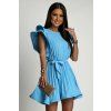 Světle modré krátké šaty s volánky (Velikost UNI)