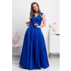 Modré spoločenské šaty so saténovou sukňou (Velikost L)