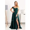 Smaragdové spoločenské šaty spustené na ramená (Velikost L)