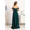 Smaragdové spoločenské šaty spustené na ramená (Velikost L)