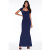 Tmavomodré spoločenské šaty s vykrojeným výstrihom (Velikost L)