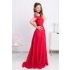 Červené spoločenské šaty spustené na ramená (Velikost L)