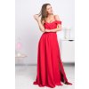 Červené spoločenské šaty spustené na ramená (Velikost L)