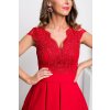 Červené spoločenské mini šaty s áčkovou sukňou (Velikost L)