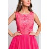 Koralové krátke šaty s tylovou sukňou (Velikost L)