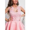Svetloružové spoločenské mini šaty s áčkovou sukňou (Velikost L)
