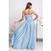 Svetlomodré spoločenské šaty s flitrami a saténovou sukňou (Velikost L)