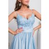 Svetlomodré spoločenské šaty s flitrami a saténovou sukňou (Velikost L)
