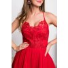 Červené spoločenské krátke šaty na ramienka (Velikost L)