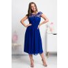 Modré šifónové midi šaty (Velikost L)