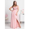 Ružové spoločenské šaty s krajkou (Velikost L)