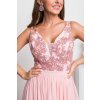 Ružové spoločenské šaty s krajkou (Velikost L)