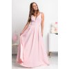 Svetloružové dlhé spoločenské šaty (Velikost L)