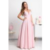 Svetloružové dlhé spoločenské šaty (Velikost L)